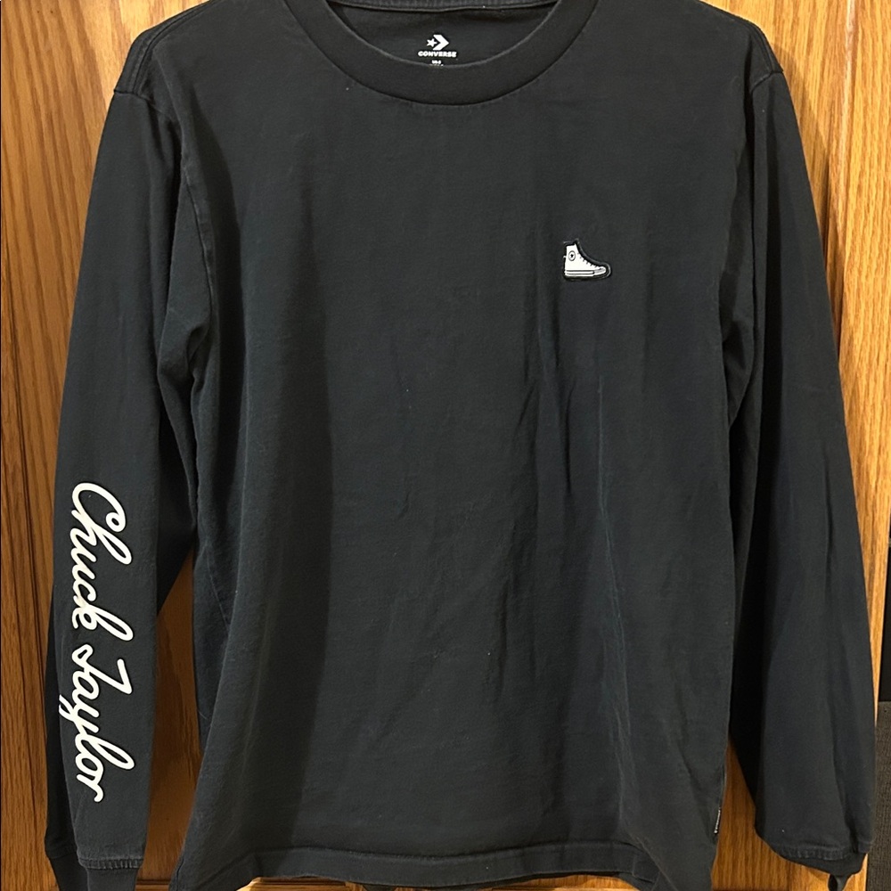 Converse Black Long-Sleeve Tee with Chest Chuck Patch